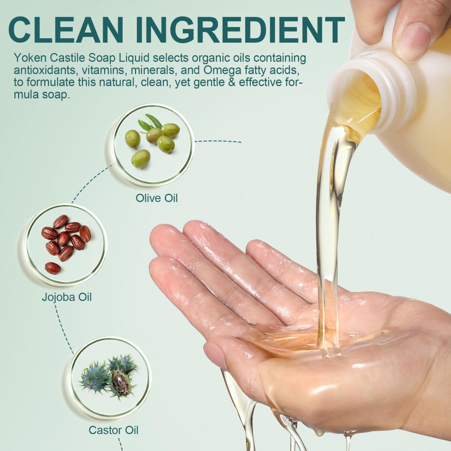 Yoken Castile Soap lather foam demonstrates luxurious bubbles from organic oils.