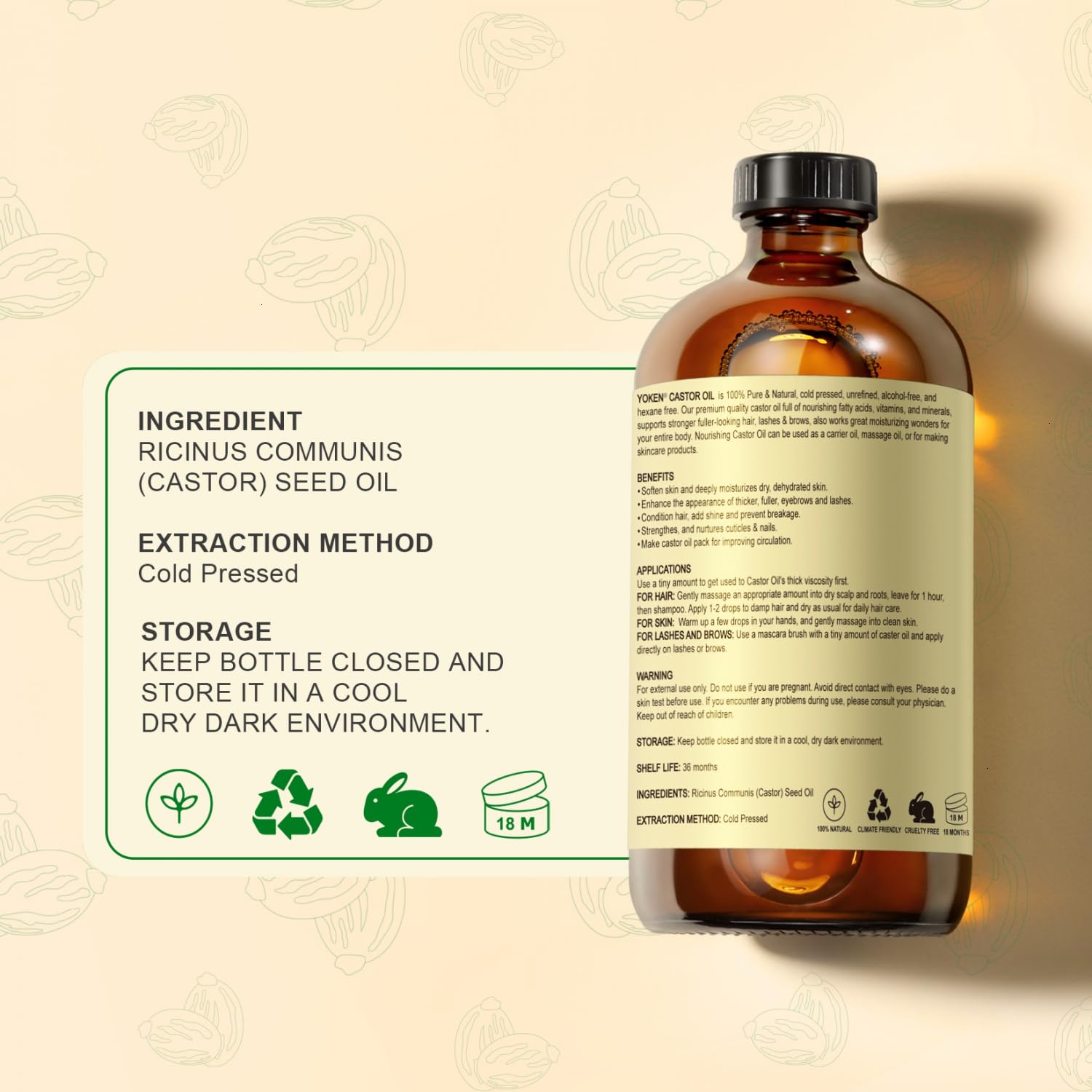 Yoken castor oil as a carrier oil ready for essential oil blends