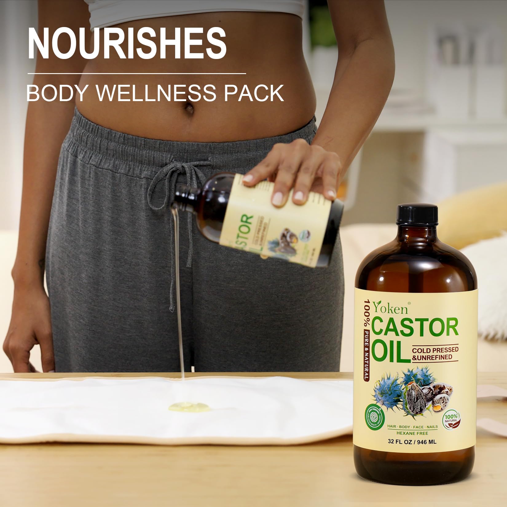 Yoken castor oil hexane-free and cold-pressed for purity.