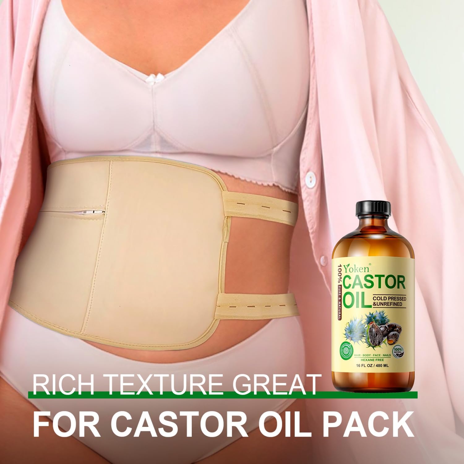 Yoken castor oil on skin to moisturize and soften