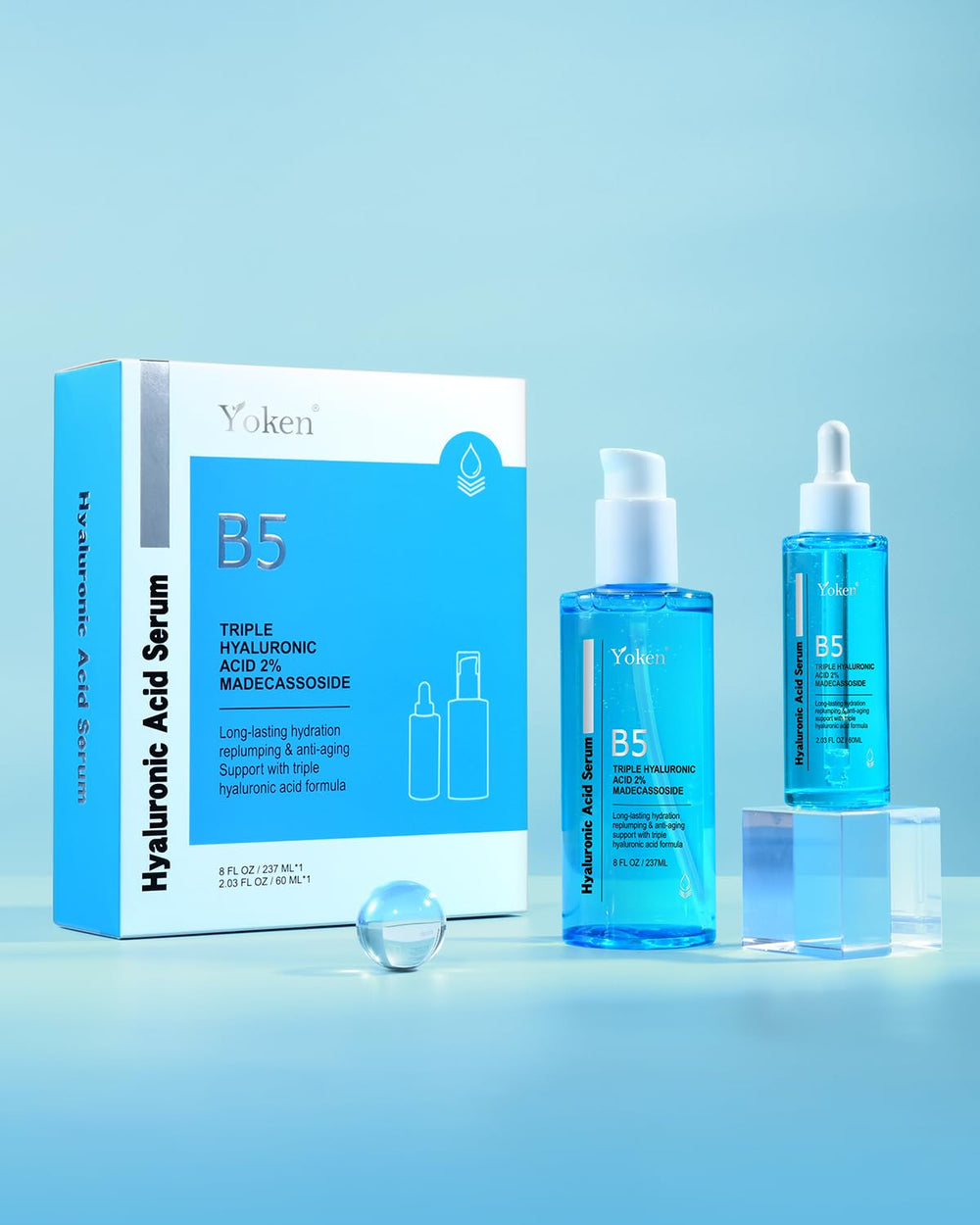 Yoken serum texture closeup shows lightweight watery formula for fast absorption.