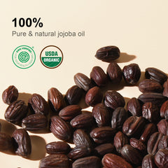 Yoken jojoba oil close-up showing smooth liquid for quick absorption.