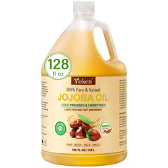 Yoken Jojoba Oil gallon bottle for bulk DIY skincare and routine uses.