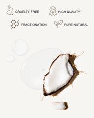Yoken liquid coconut oil for face and body application to moisturize skin.
