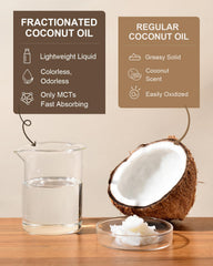 Yoken liquid coconut oil for hair nourishment and frizz control.