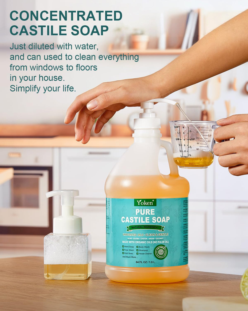 Yoken-multi-use-cleaning depicts dish, body, and laundry versatility.