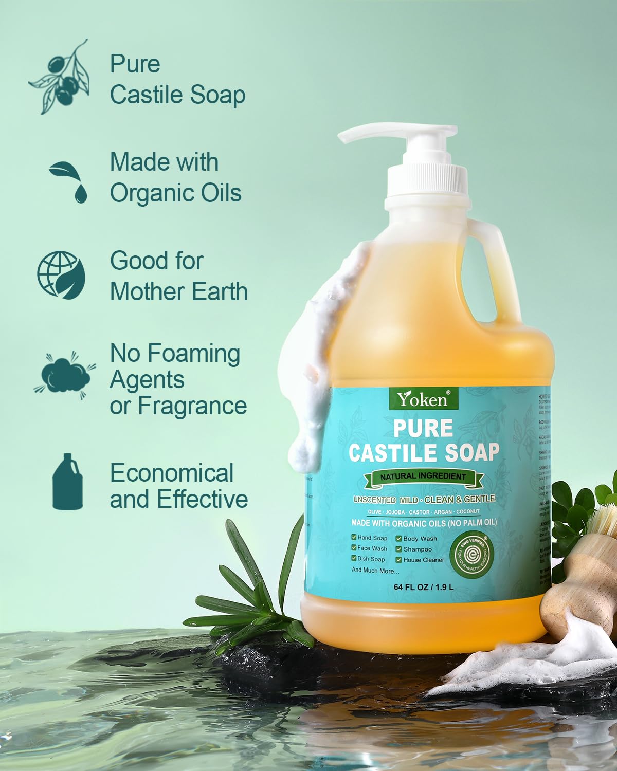 Yoken organic-ingredients-label highlights vegan, cruelty-free clean ingredients.