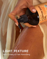 Yoken pumpkin seed oil label closeup highlights hexane-free and natural formula.
