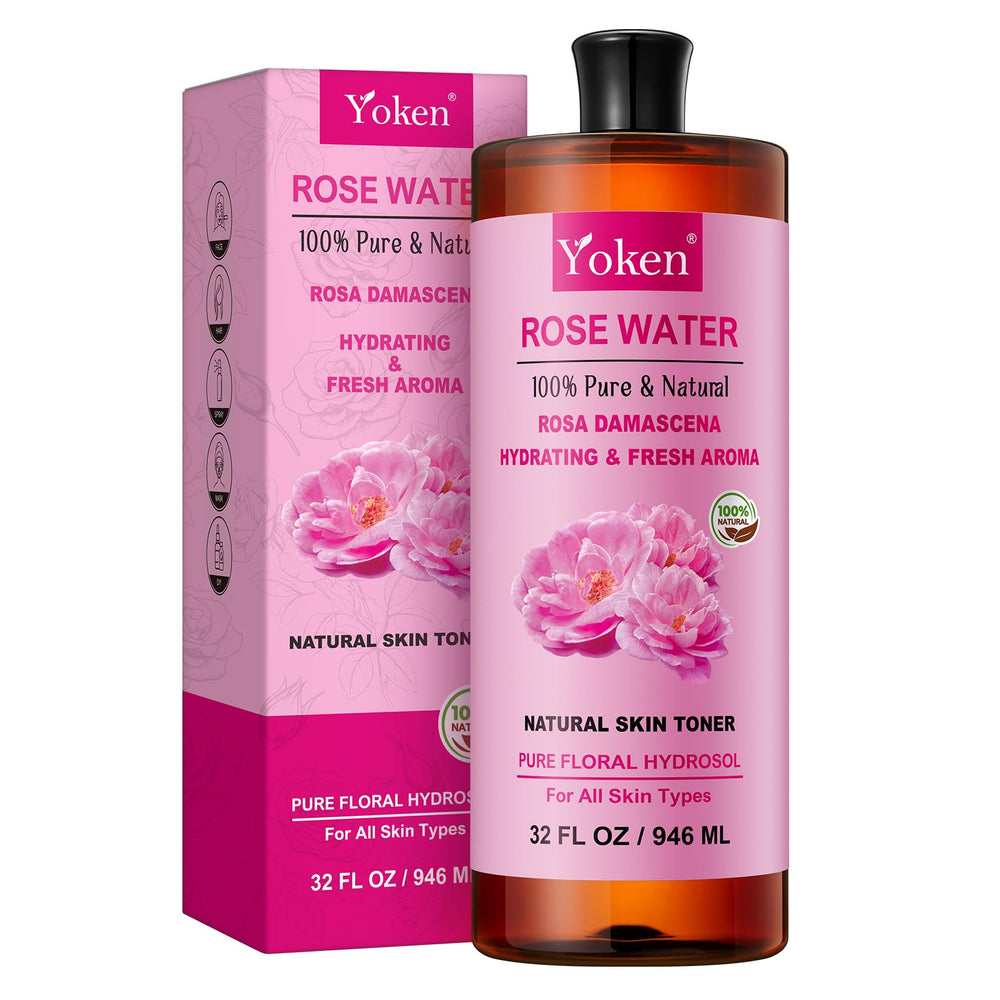 Yoken Rose Water Toner bottle in amber preserves freshness for daily use.