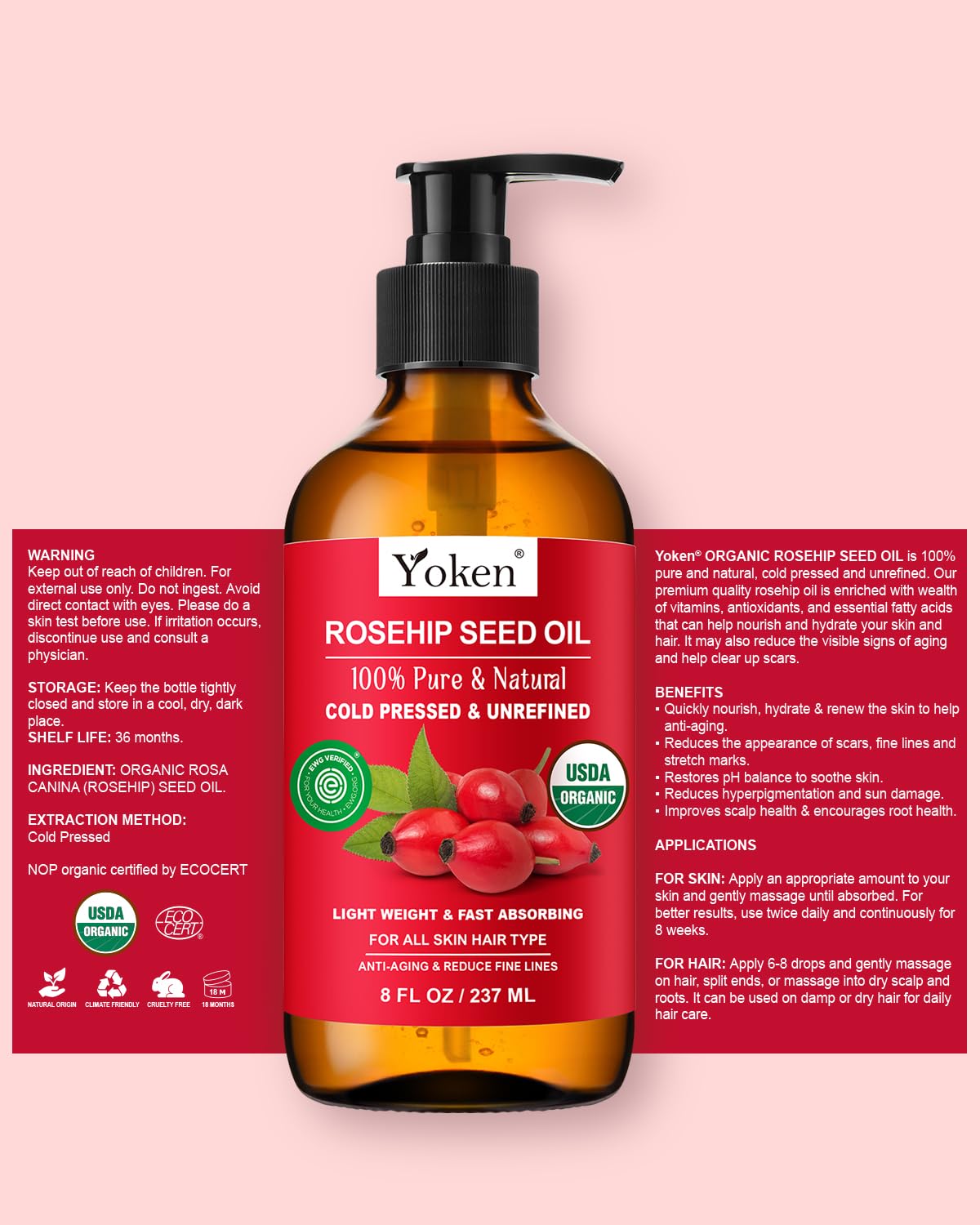 Yoken Rosehip Seed Oil massage-scene showcases versatile carrier oil for body rituals.