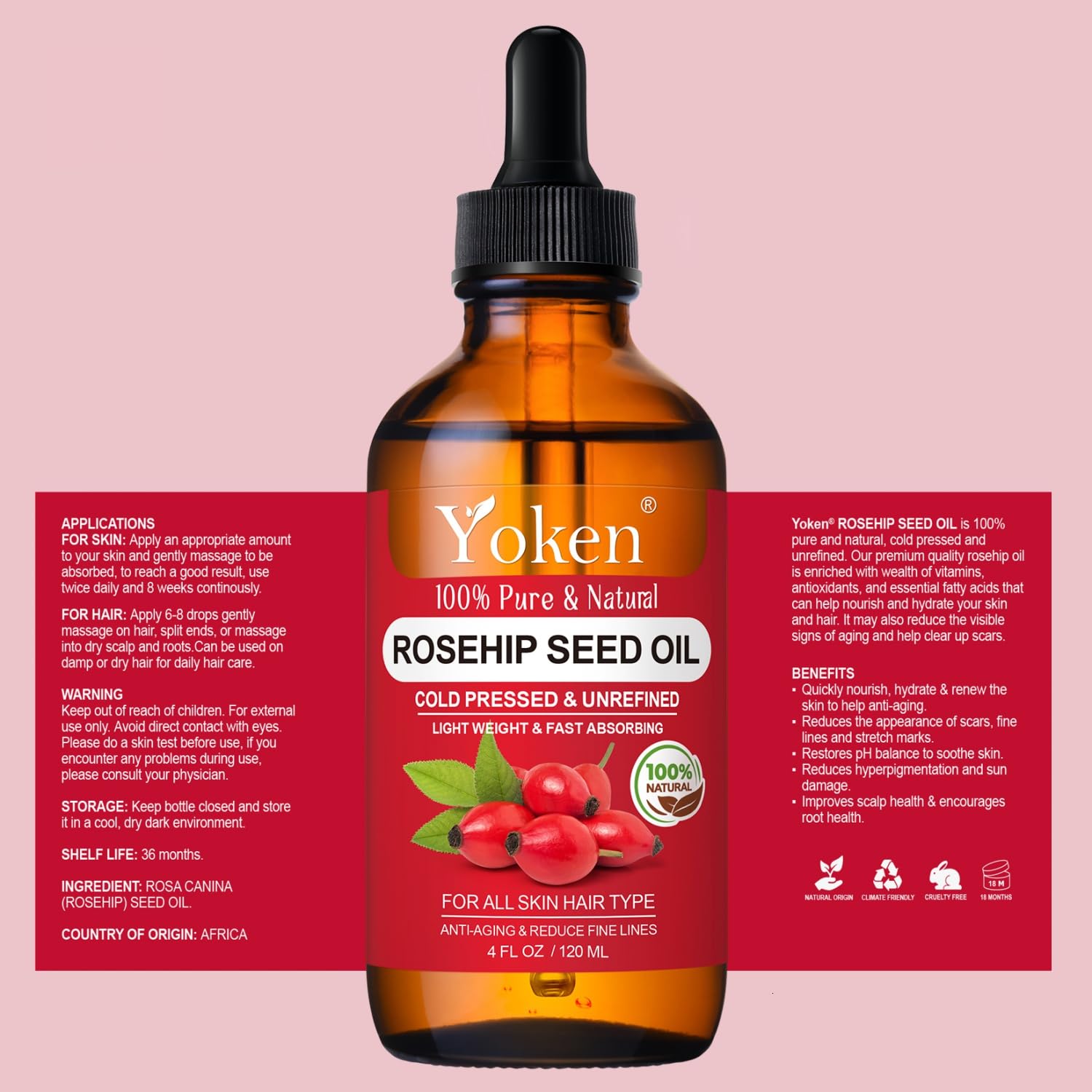 Yoken rosehip seed oil applied to nails for moisture