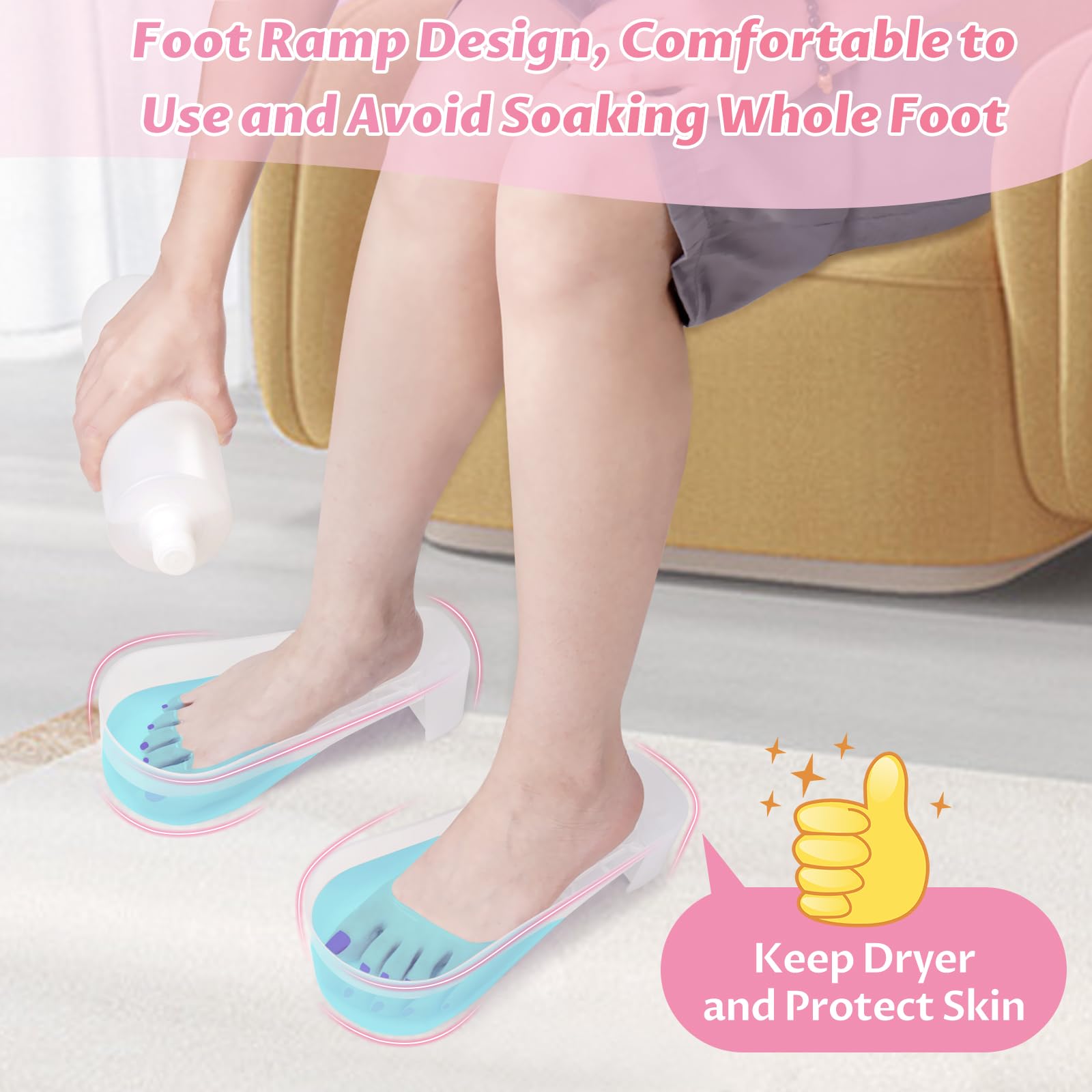 Yokilly clear toe soak bowl home-use setup showcases practical, spill-free foot care.