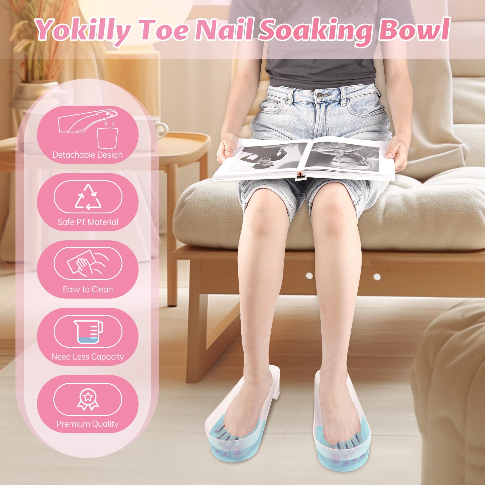Yokilly foot soak bowl acetone liquid compatibility ideal for acetone or vinegar use.