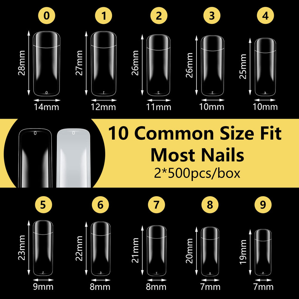Yokilly natural square nail tips close-up highlighting half-cover design