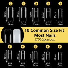 Yokilly natural square nail tips close-up highlighting half-cover design