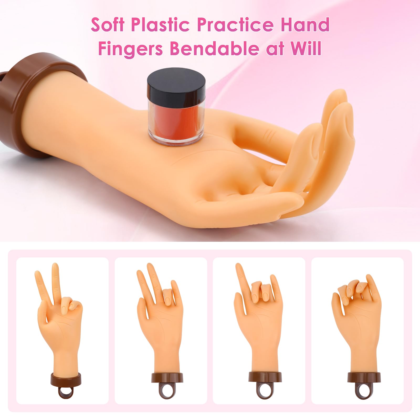 Yokilly Practice Hand flexible fingers enable realistic nail art poses and edits.
