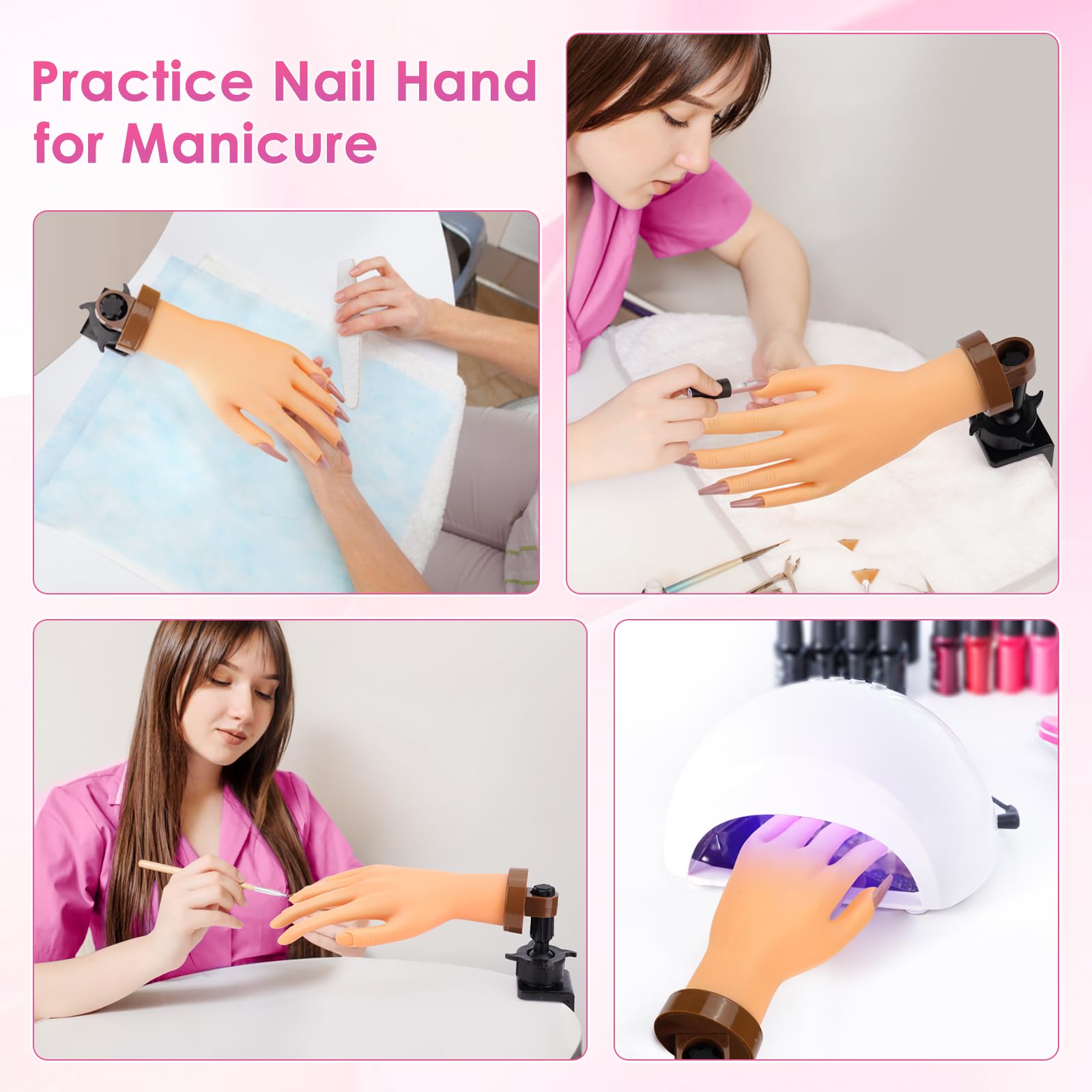 Yokilly Practice Hand nail art brushes complete the DIY kit for design experimentation.
