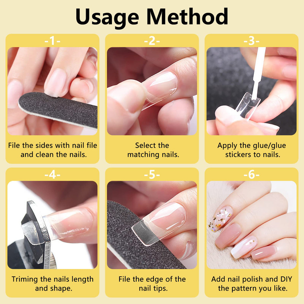 Yokilly short square nail tips storage box ideal for organization
