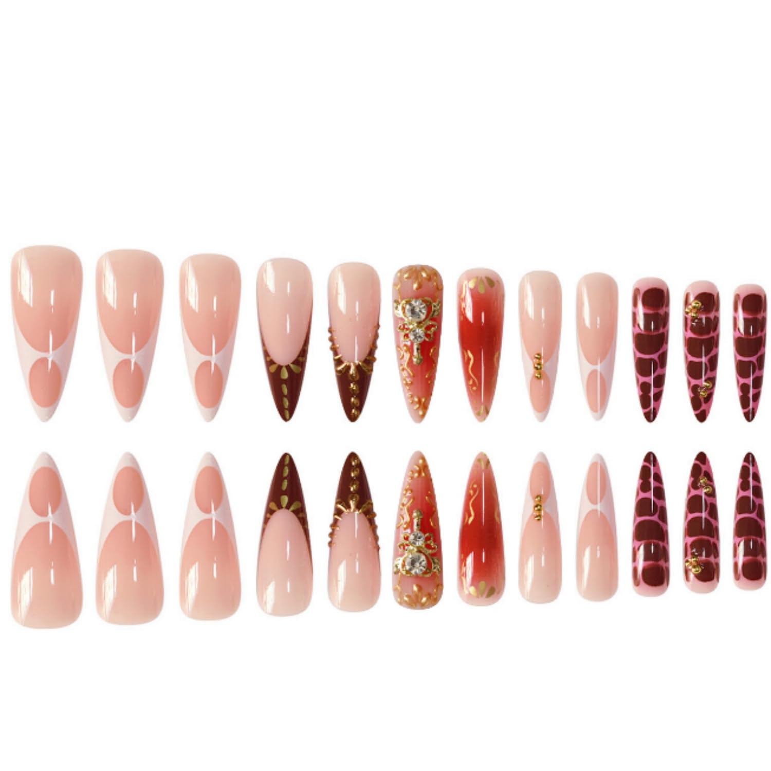 YOLEZI press-on nails almond-shaped with 3D rhinestones for dazzling party nails