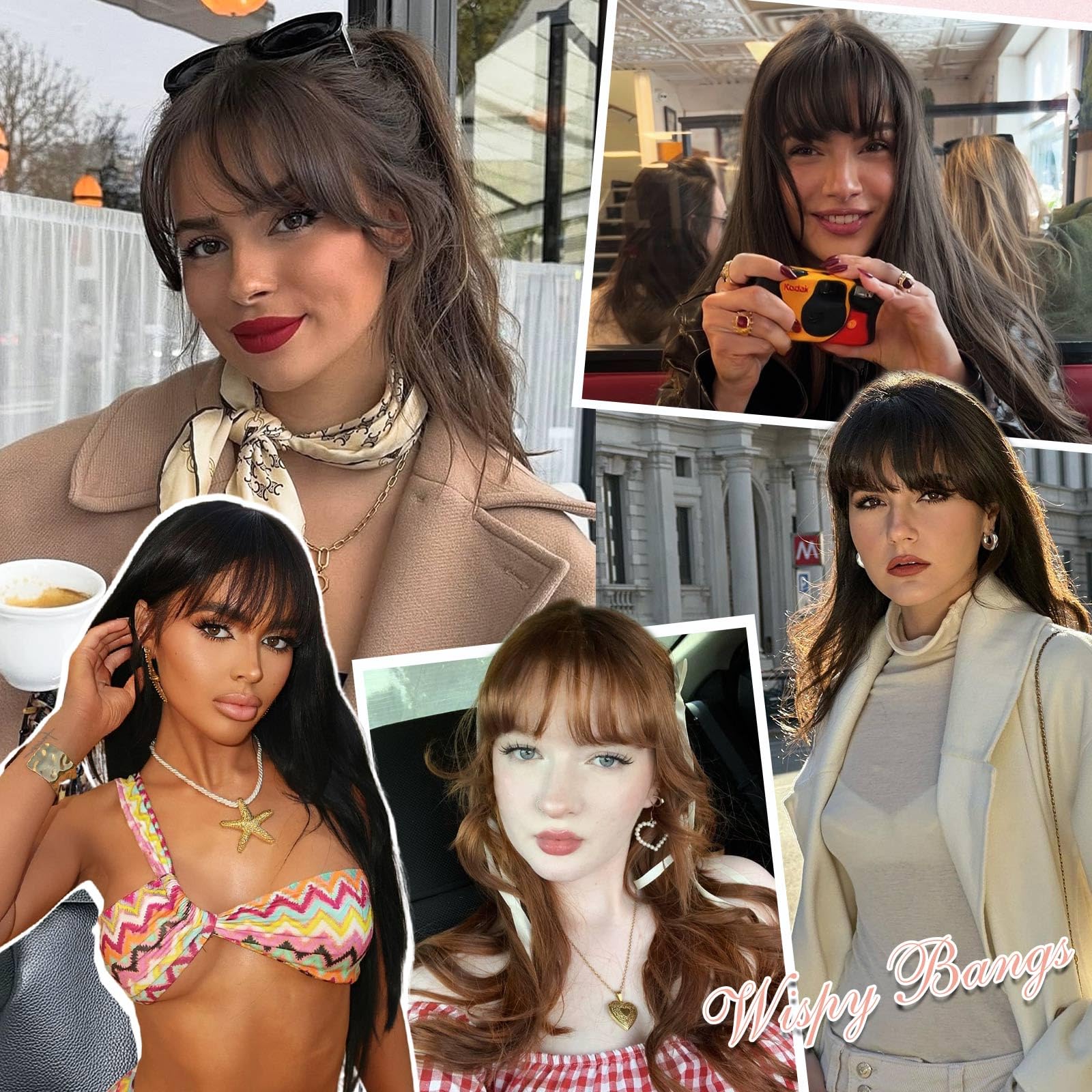 YOLIN dark brown bangs suited for weddings or parties with a natural look