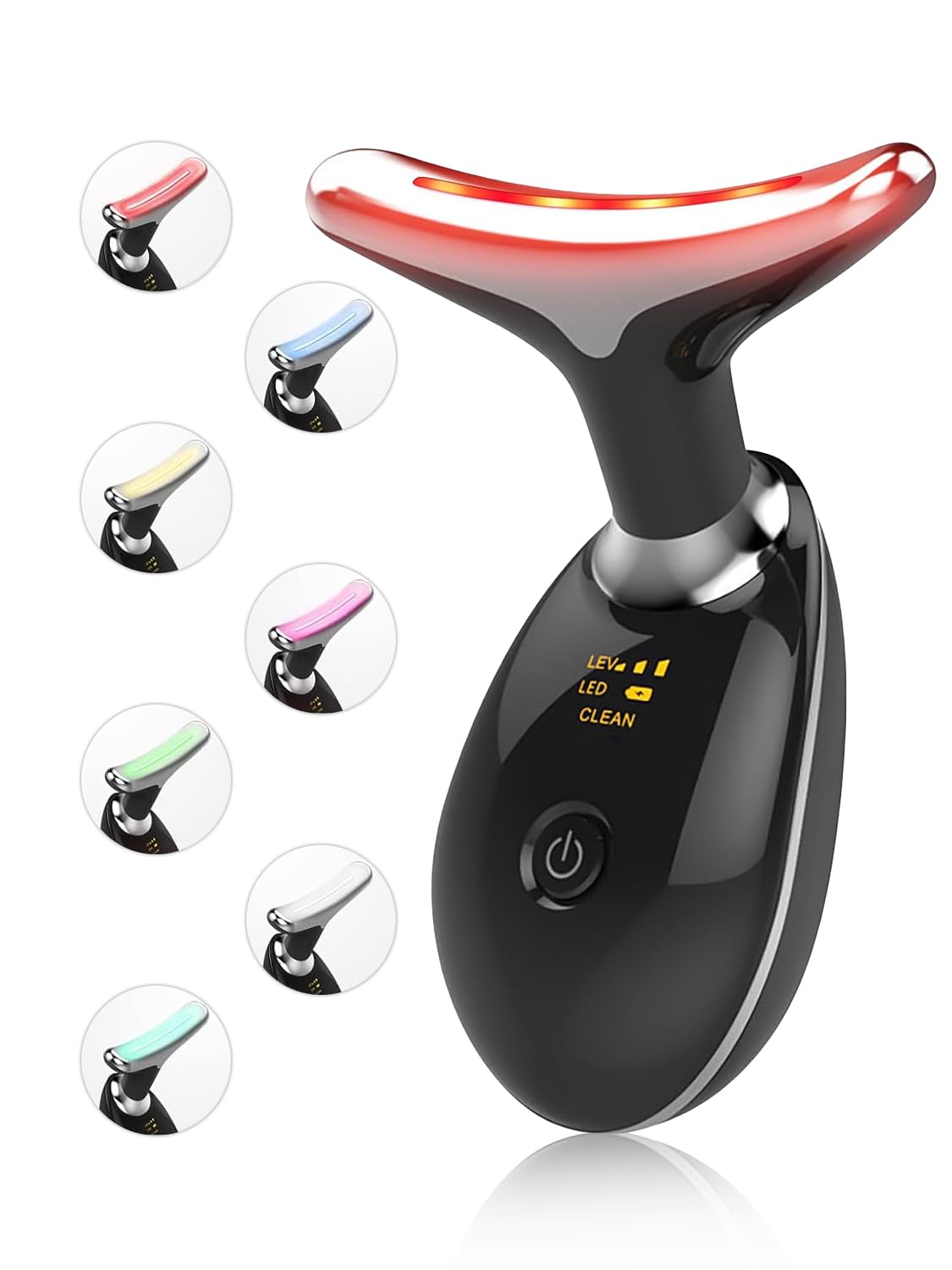 Yolopim face beauty device displaying 7-color LEDs for versatile skin care.