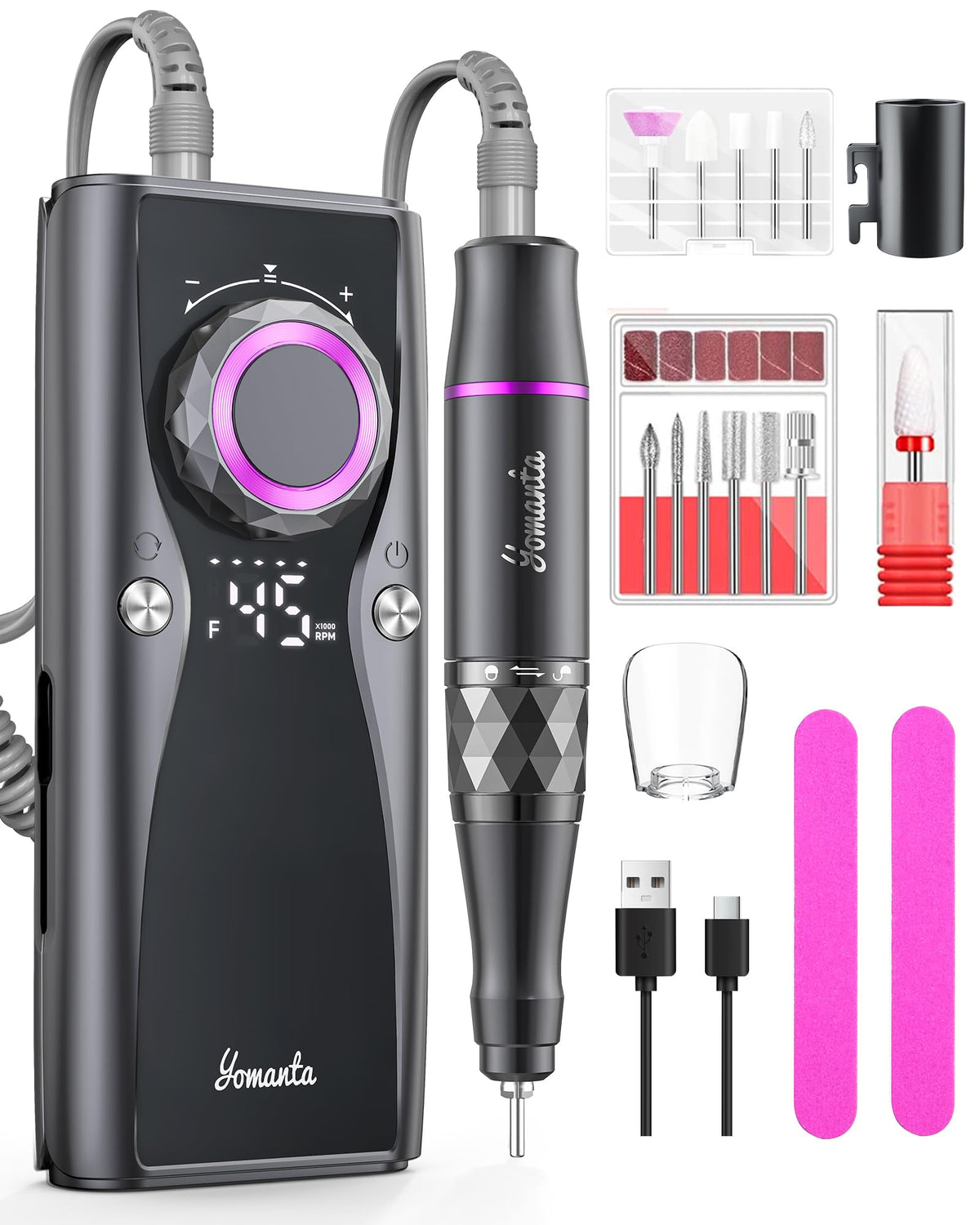 Yomanta electric nail drill USB-rechargeable for cordless convenience