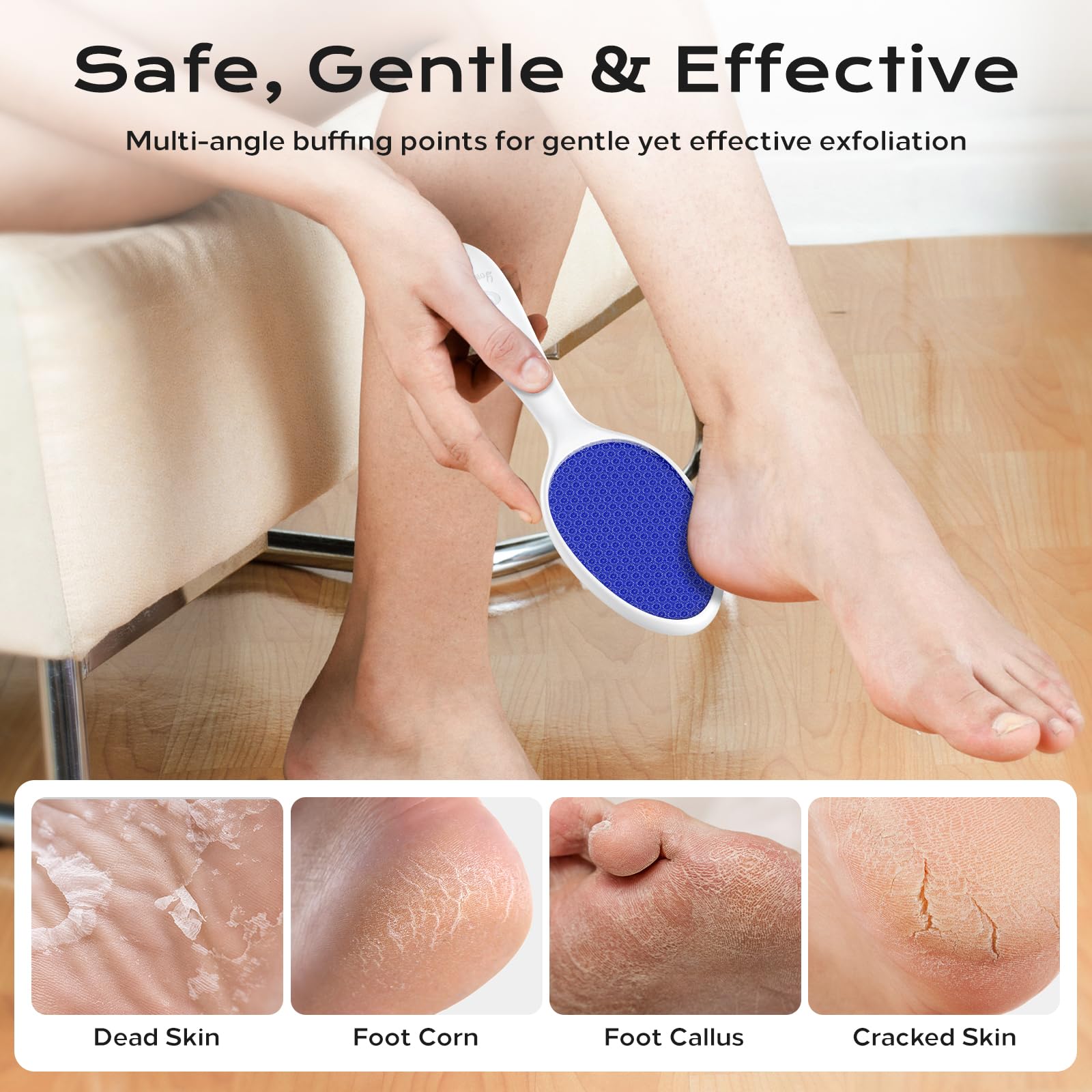 Yomanta foot file circle-texture smooth side removes fine hairs without tugging.