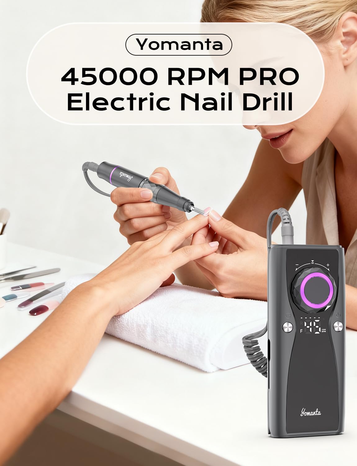 Yomanta nail drill operates with low noise and smooth rotation