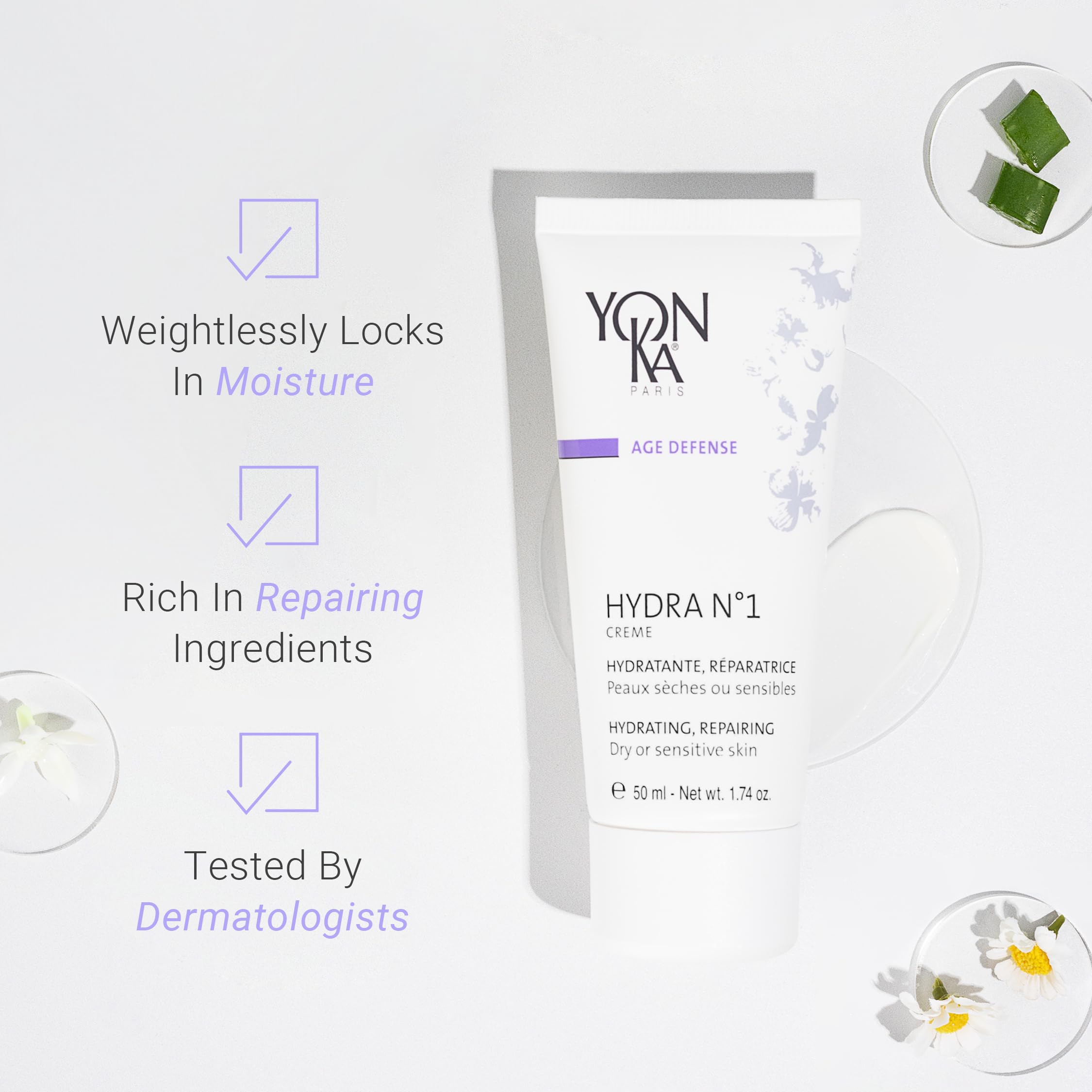 Yon-Ka Hydra N°1 Creme application shot demonstrates quick absorption and a soft finish.