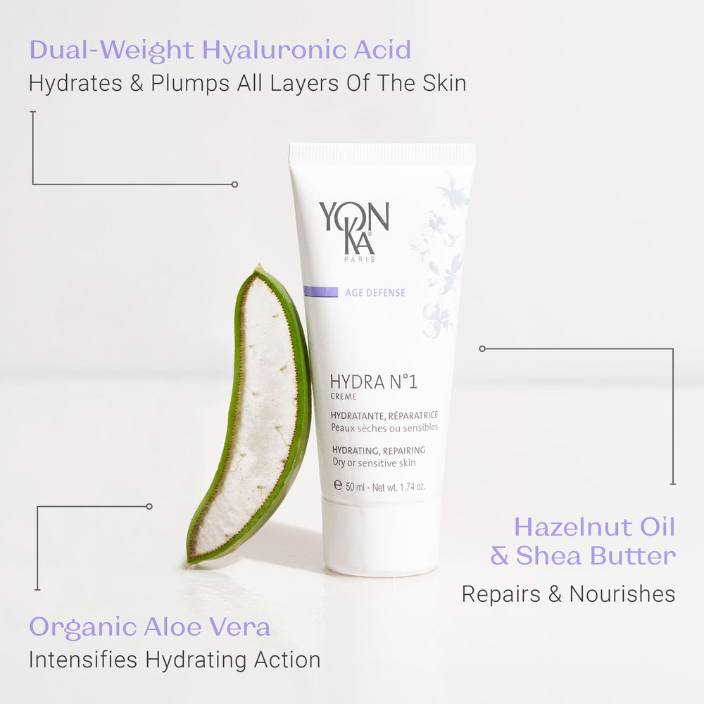 Yon-Ka Hydra N°1 Creme hazelnut oil detail suggests nourishing care for dry skin.