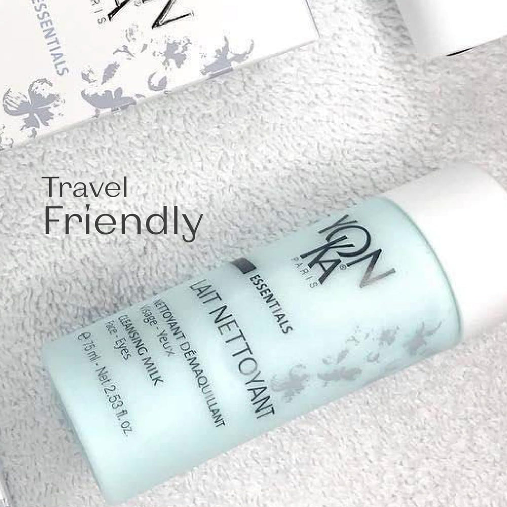 Yon-Ka Lait Nettoyant face eyes lips use demonstrates multi-area makeup removal