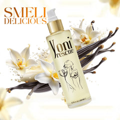Yoni Rescue Vanilla Body Oil dispenser highlights easy, non-greasy application