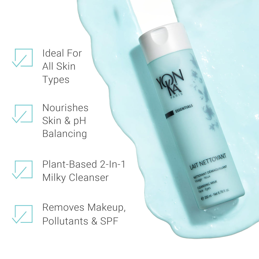 Yonka Lait Nettoyant eye makeup removal demonstrates safe eye cleansing.