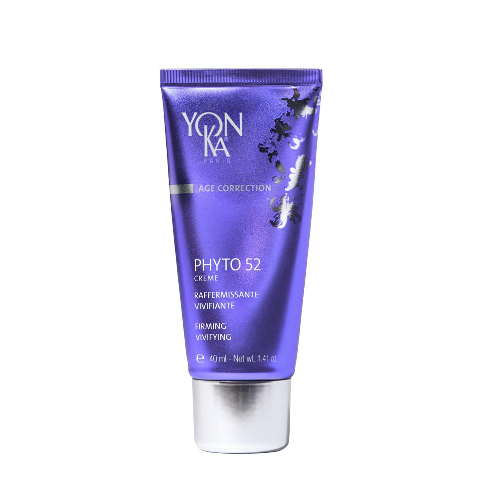 Yon-Ka Phyto 52 bottle closeup showing botanical firming benefits for night care