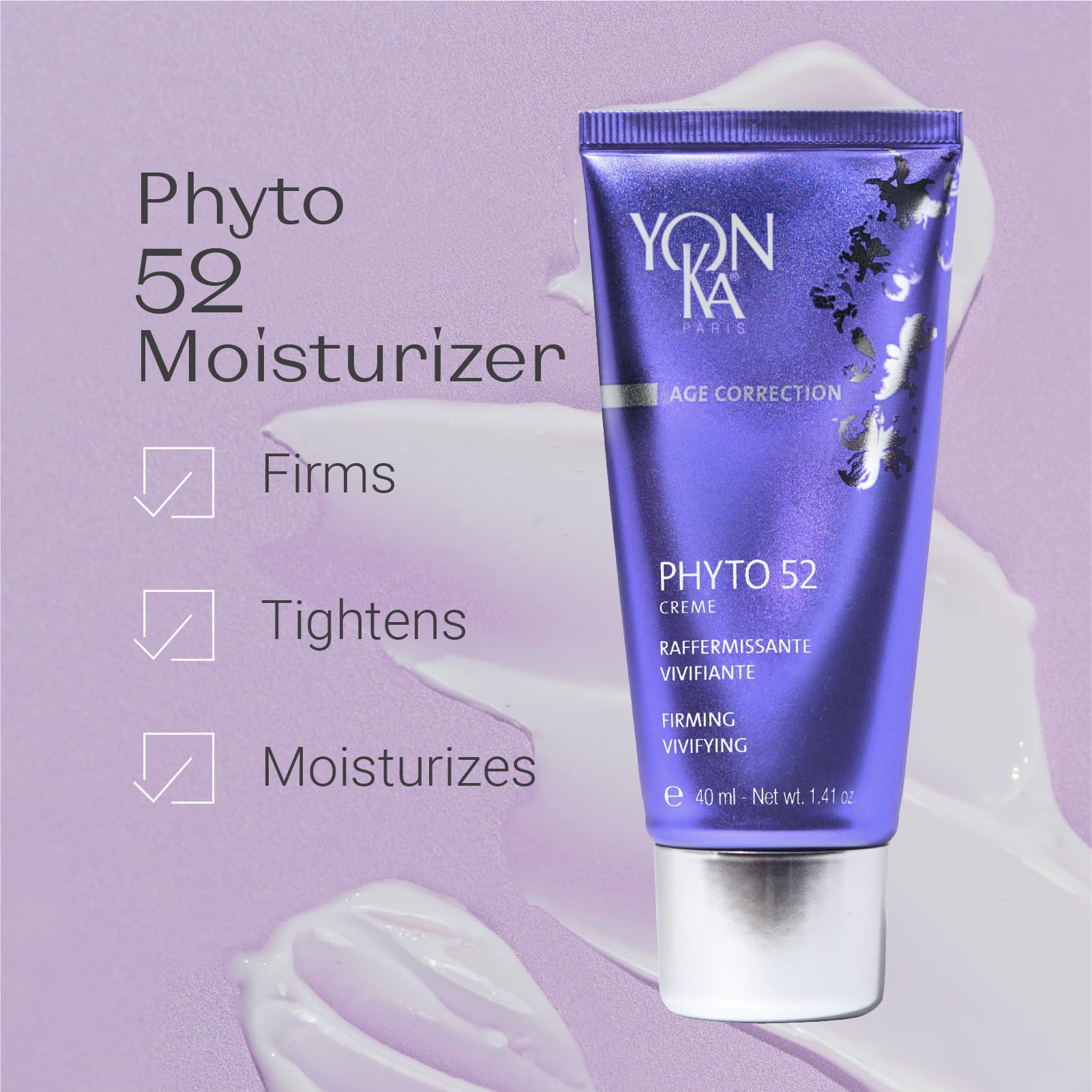 Yon-Ka Phyto 52 cream dispenses showcasing the nighttime moisturizer for hydration