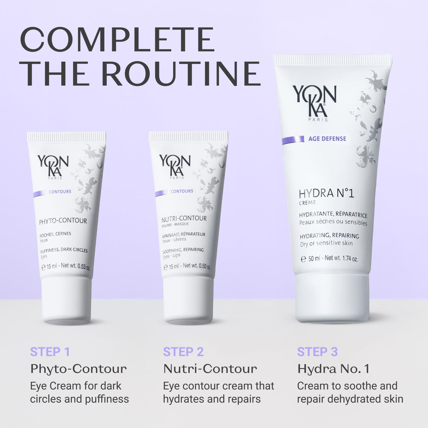 Yonka Phyto-Contour routine image encourages morning and evening use for ritual-like care.