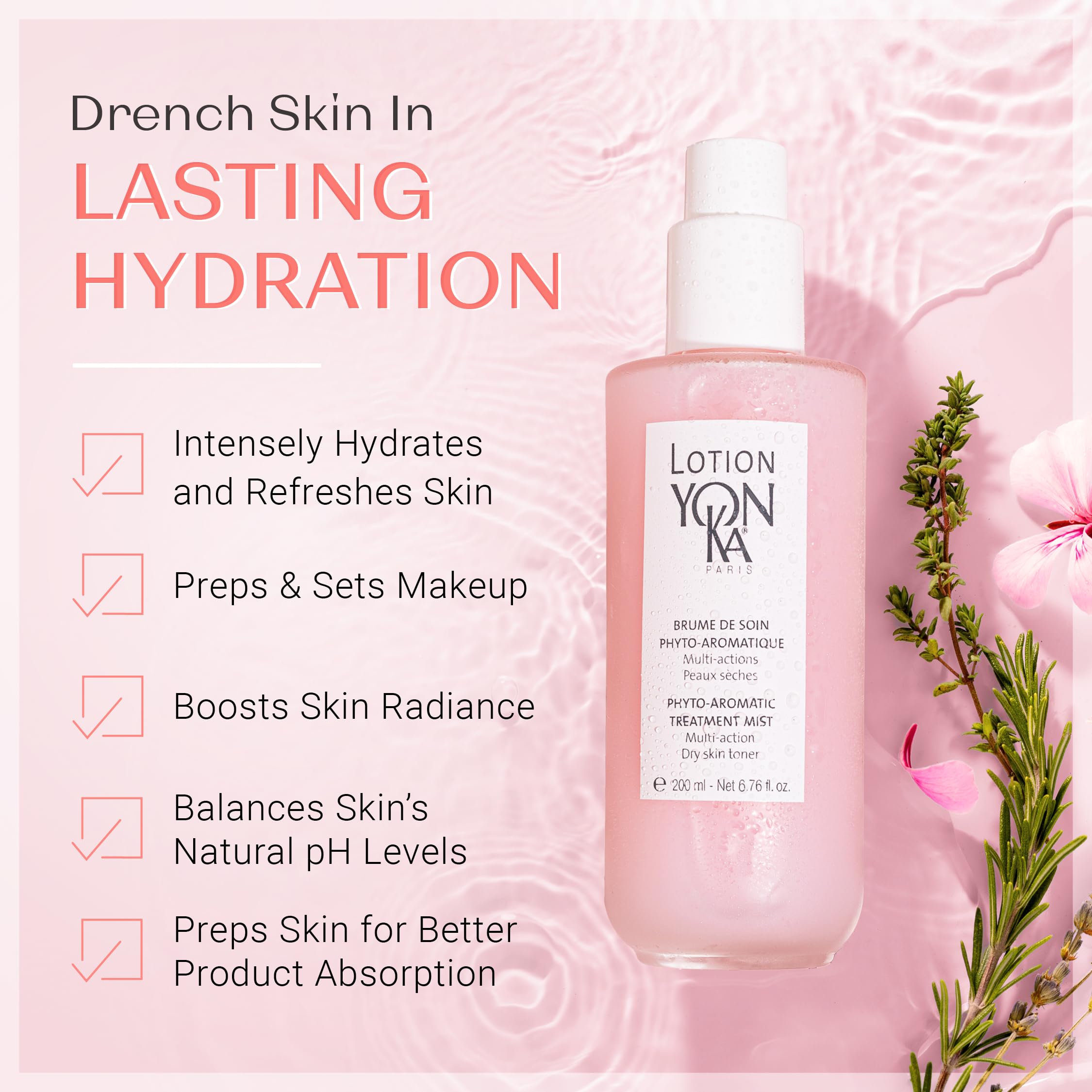 Yon-Ka PS Toner pour-action demonstrates easy post-cleanse refresh.