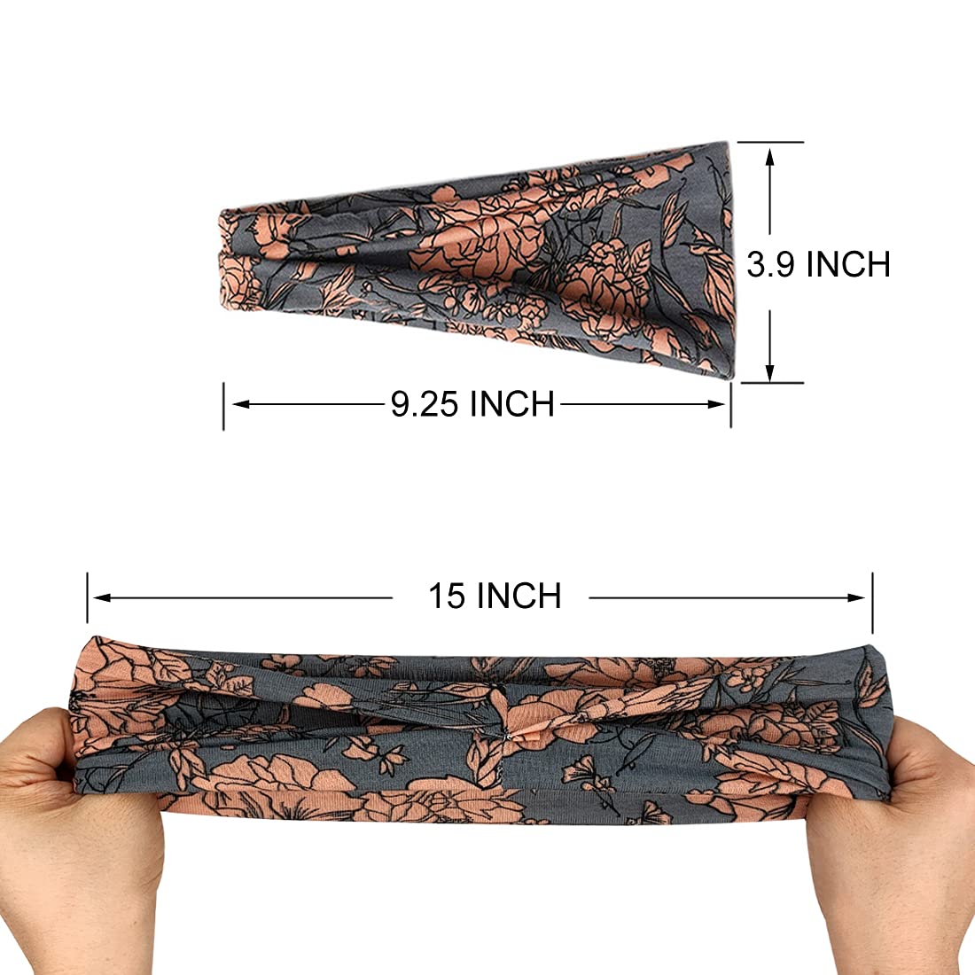 YONUF boho headbands soft fabric close-up highlighting breathable stretch and comfort.