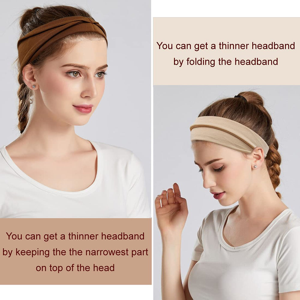 YONUF fashion headbands wide sweat absorption running illustrates sweat-control during cardio workouts.