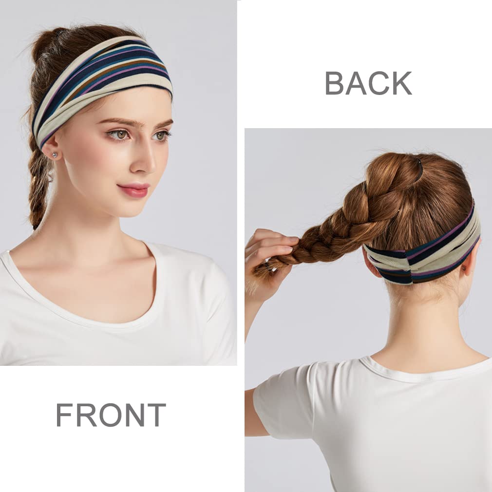 YONUF headbands worn during yoga to keep hair in place.
