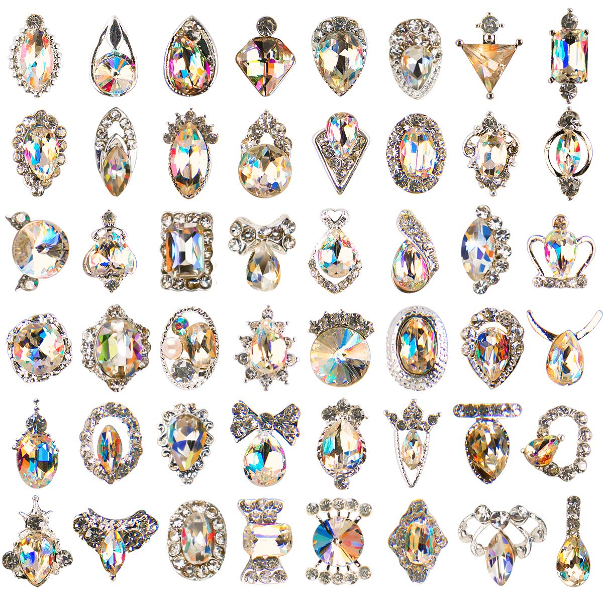 YOOCUS nail rhinestones Crystal AB with mixed shapes for eye-catching nail art and daily sparkle.