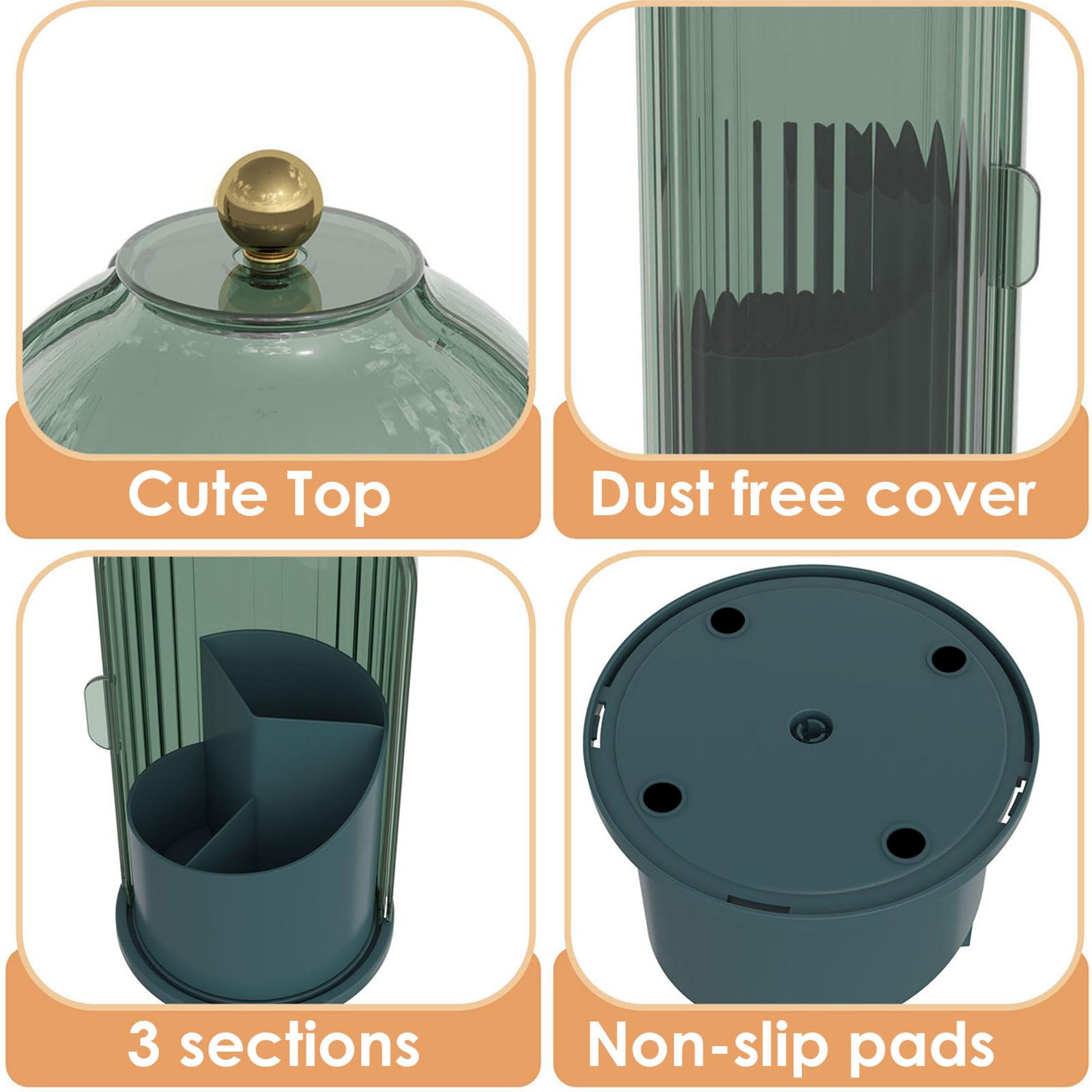 YOOLENS three-section brush slots organize short and tall brushes and tools