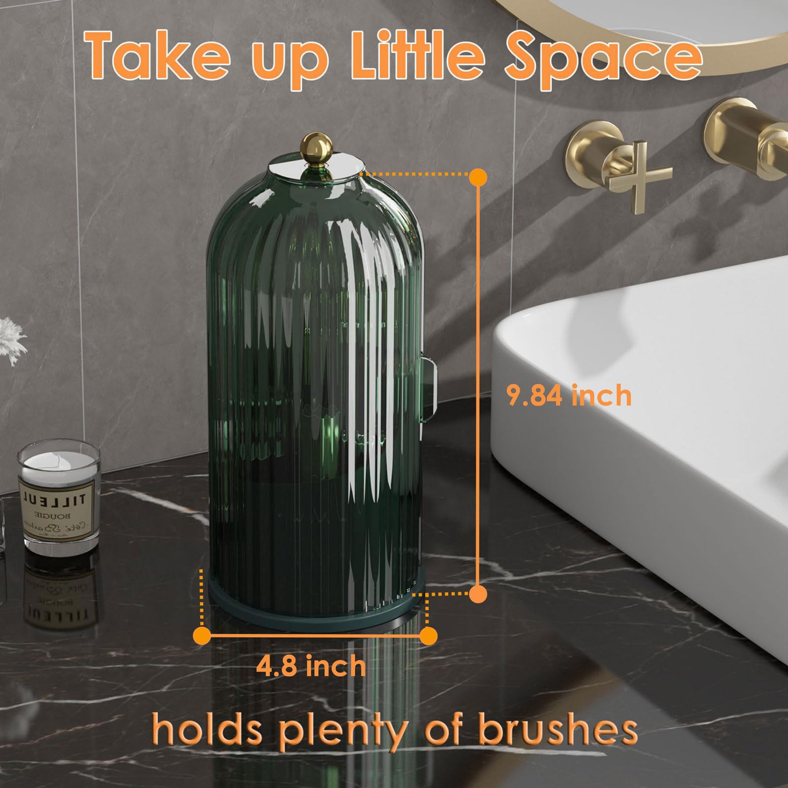 YOOLENS green brush holder in closed dustproof position