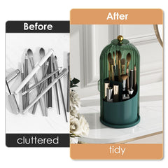 YOOLENS vanity setup showing three sections for different brush sizes