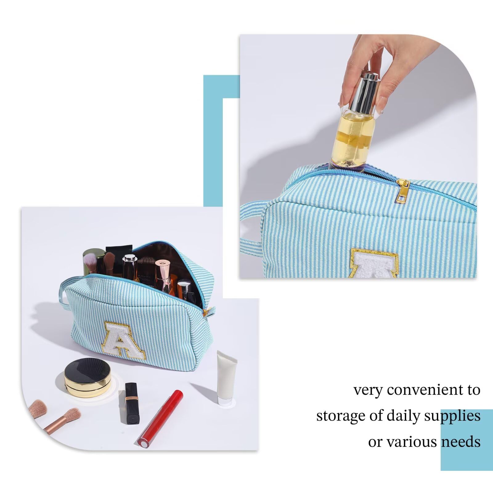YOOLIFE zipper detail shows secure closure for cosmetics on the go
