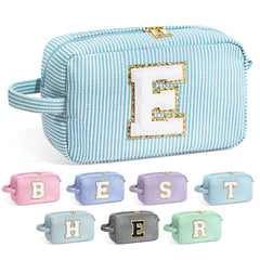 YOOLIFE bridesmaid monogram makeup bag front view with stitched initial for personalized gifting