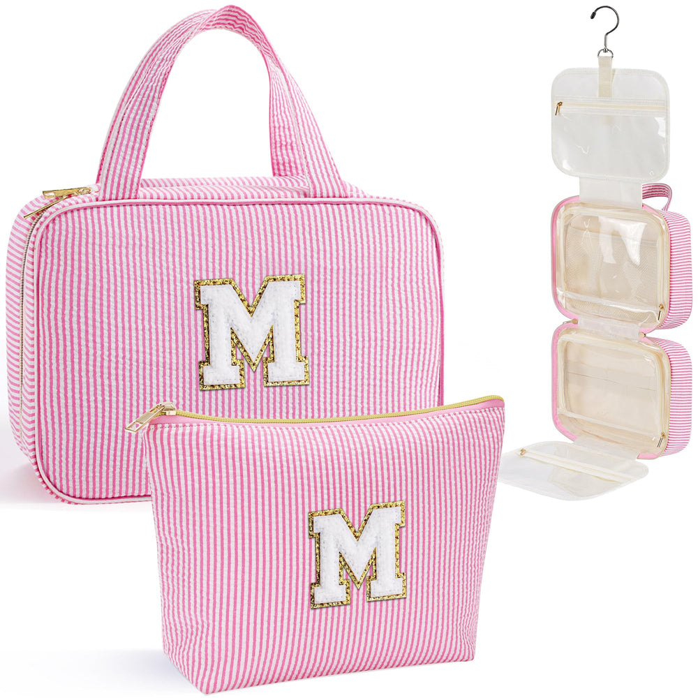 YOOLIFE Christmas gift toiletry bag in pink keeps cosmetics organized on trips.