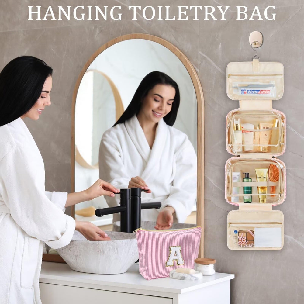 YOOLIFE Hanging Toiletry Bag full-open clear design for quick access.