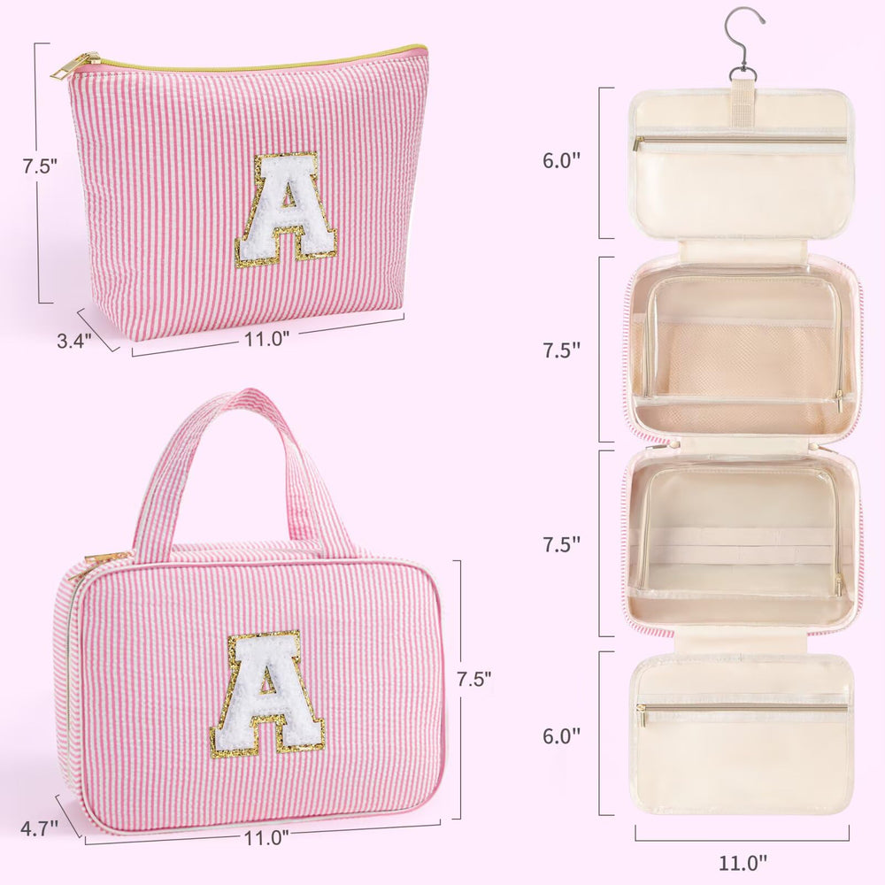 YOOLIFE Hanging Toiletry Bag personalized initial patch adds stylish touch.