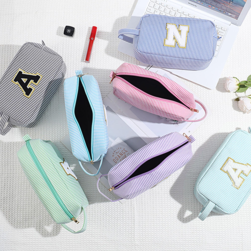 YOOLIFE initial cosmetic bag size 9.8x4.7x5.9 inches for travel kits.